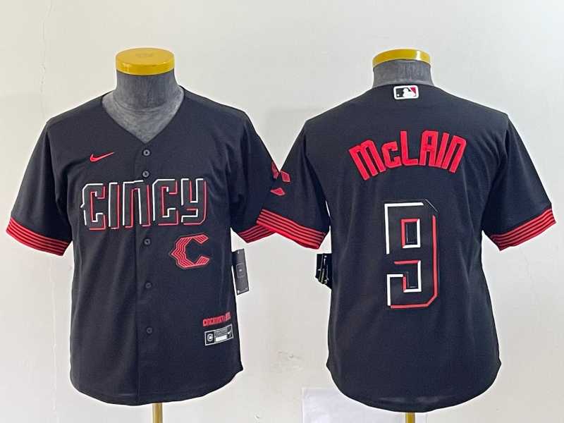 Youth Cincinnati Reds #9 Matt McLain Black 2023 City Connect Cool Base Stitched Jersey1->mlb youth jerseys->MLB Jersey